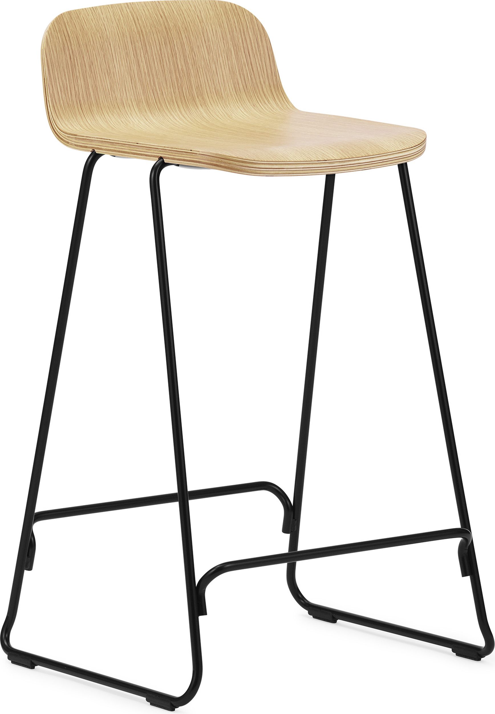 Stołek barowy Just 65 cm jasny dąb z oparciem i czarną podstawą