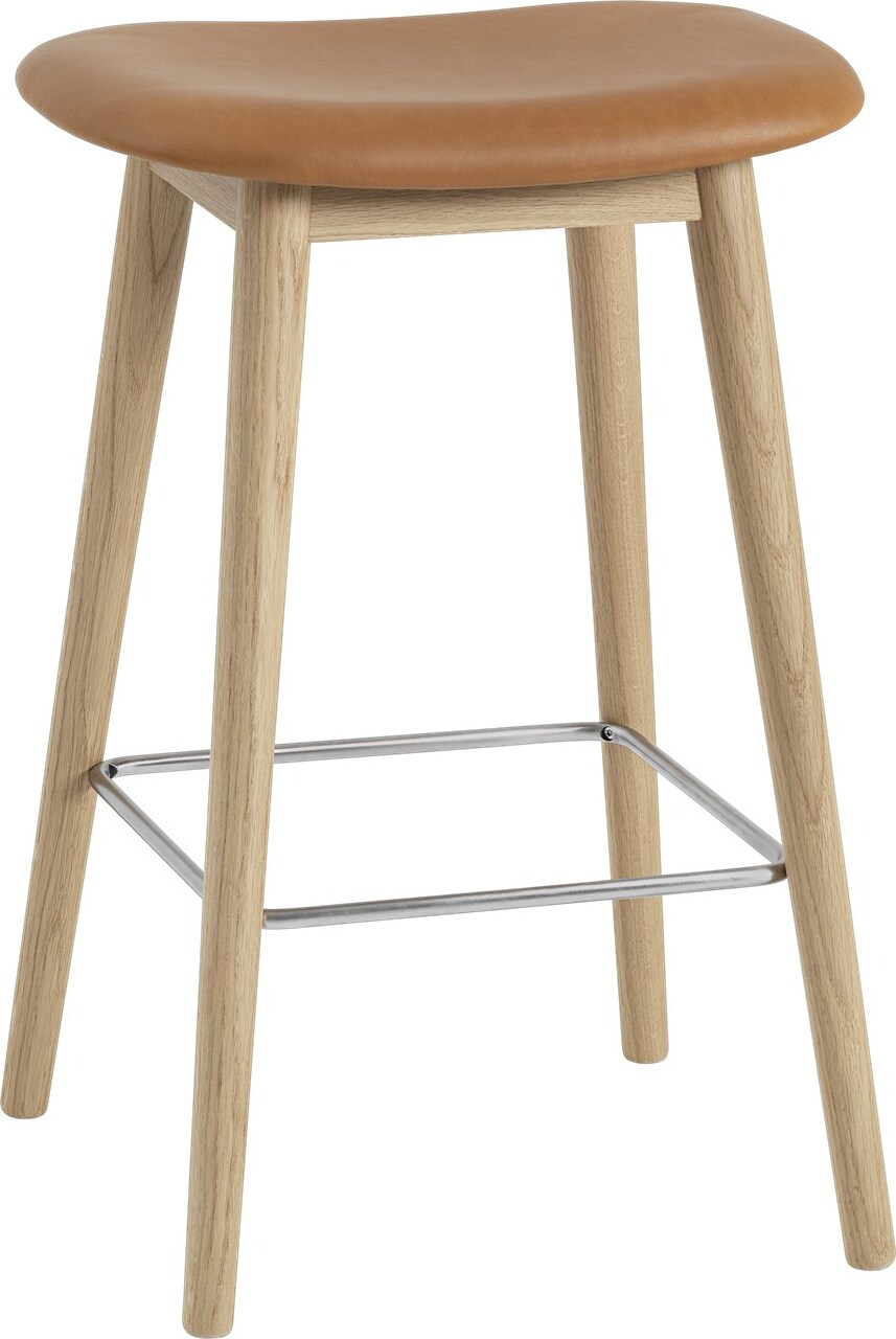 Stołek Fiber Refine Leather Cognac 65 cm tapicerowany