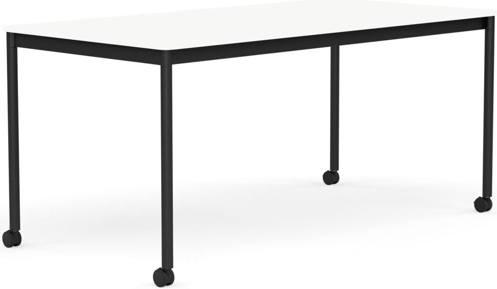 Stół na kółkach Base 80 x 160 cm biały laminowany ABS nogi czarne