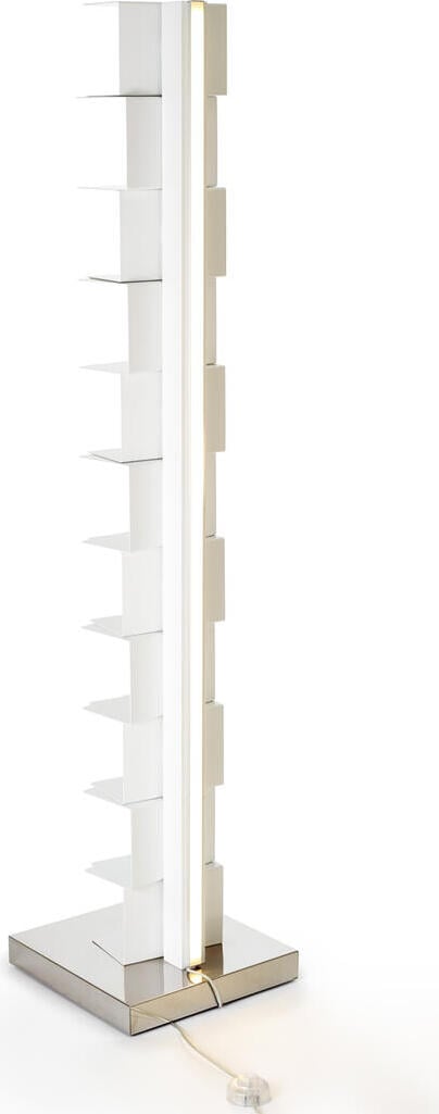 Regał Ptolomeo Luce 160 cm biały ze srebrną podstawą z podświetleniem LED