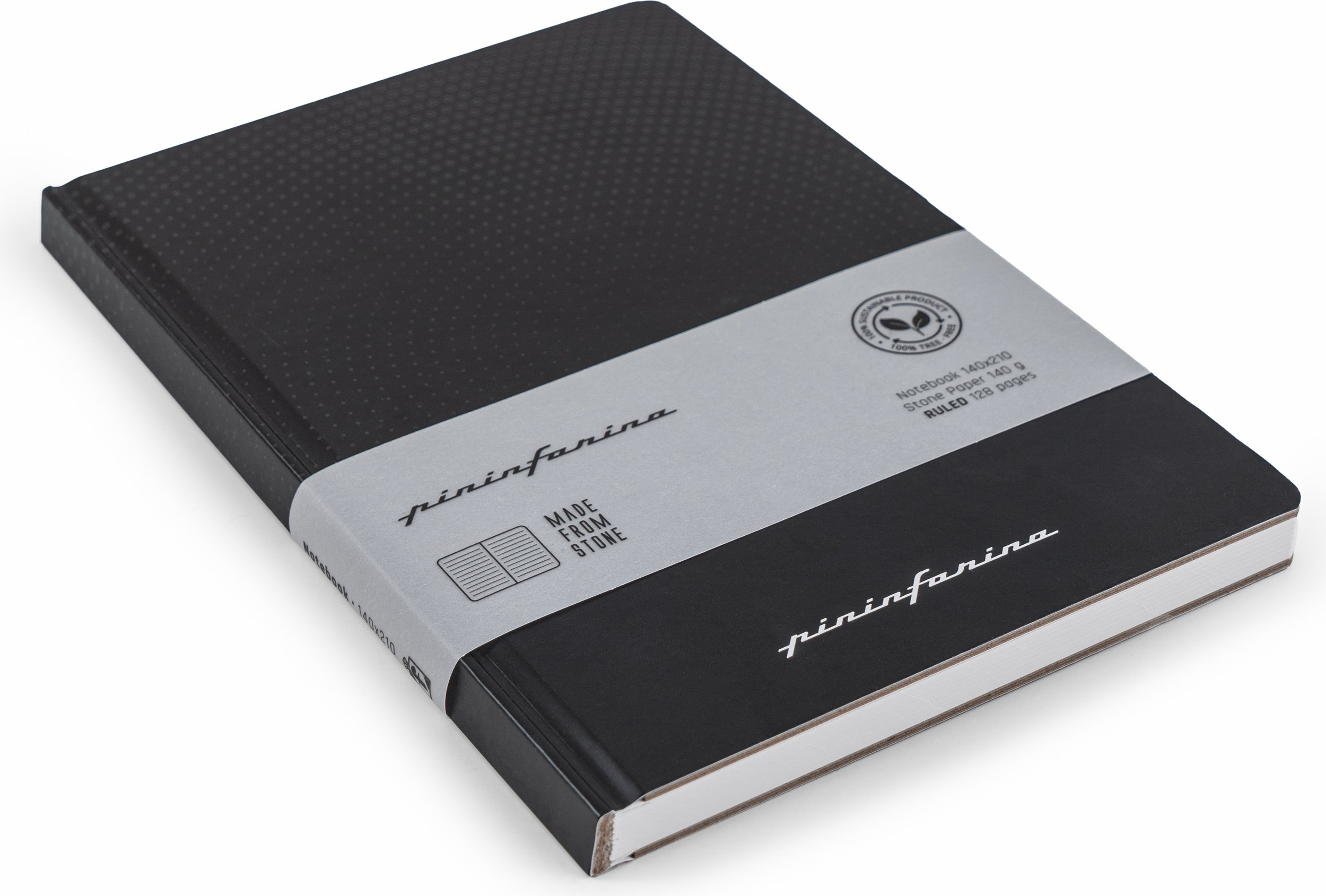 Notes w twardej oprawie z kamiennego papieru wodoodporny Pininfarina Hard w linię A5 128 stron czarny
