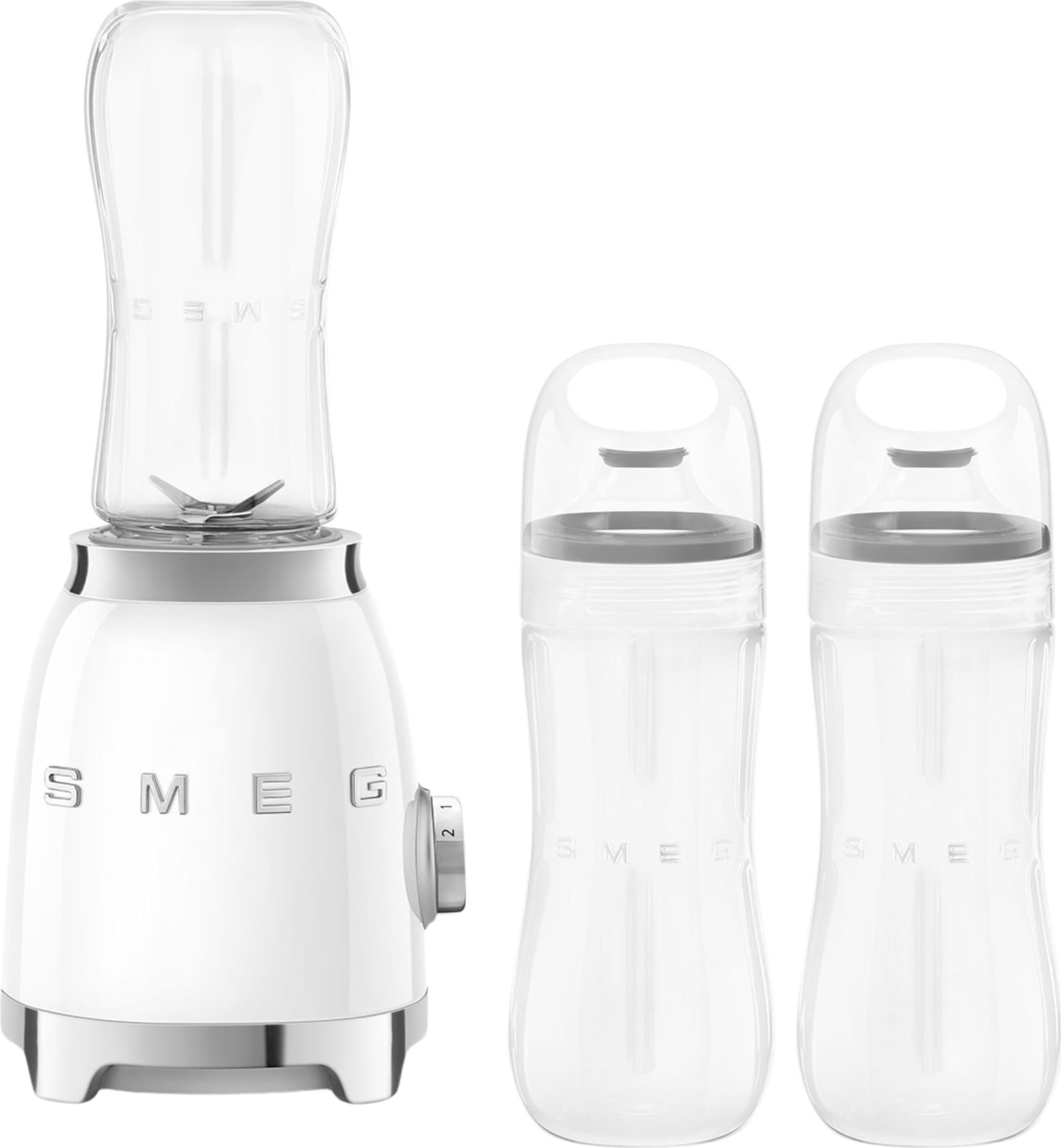 Blender Sport 50's Style biały z 2 butelkami