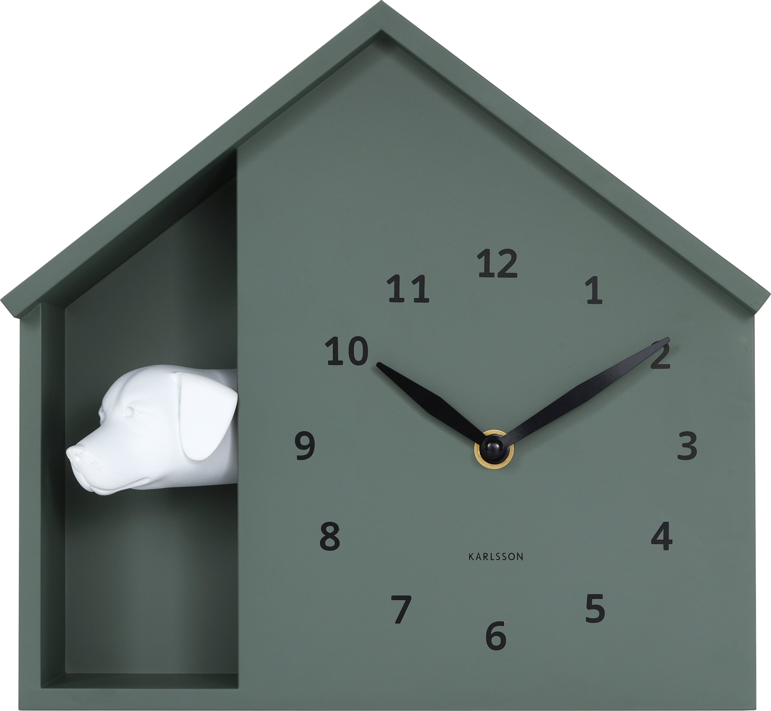 Zegar ścienny Peeking Doggy leśna zieleń