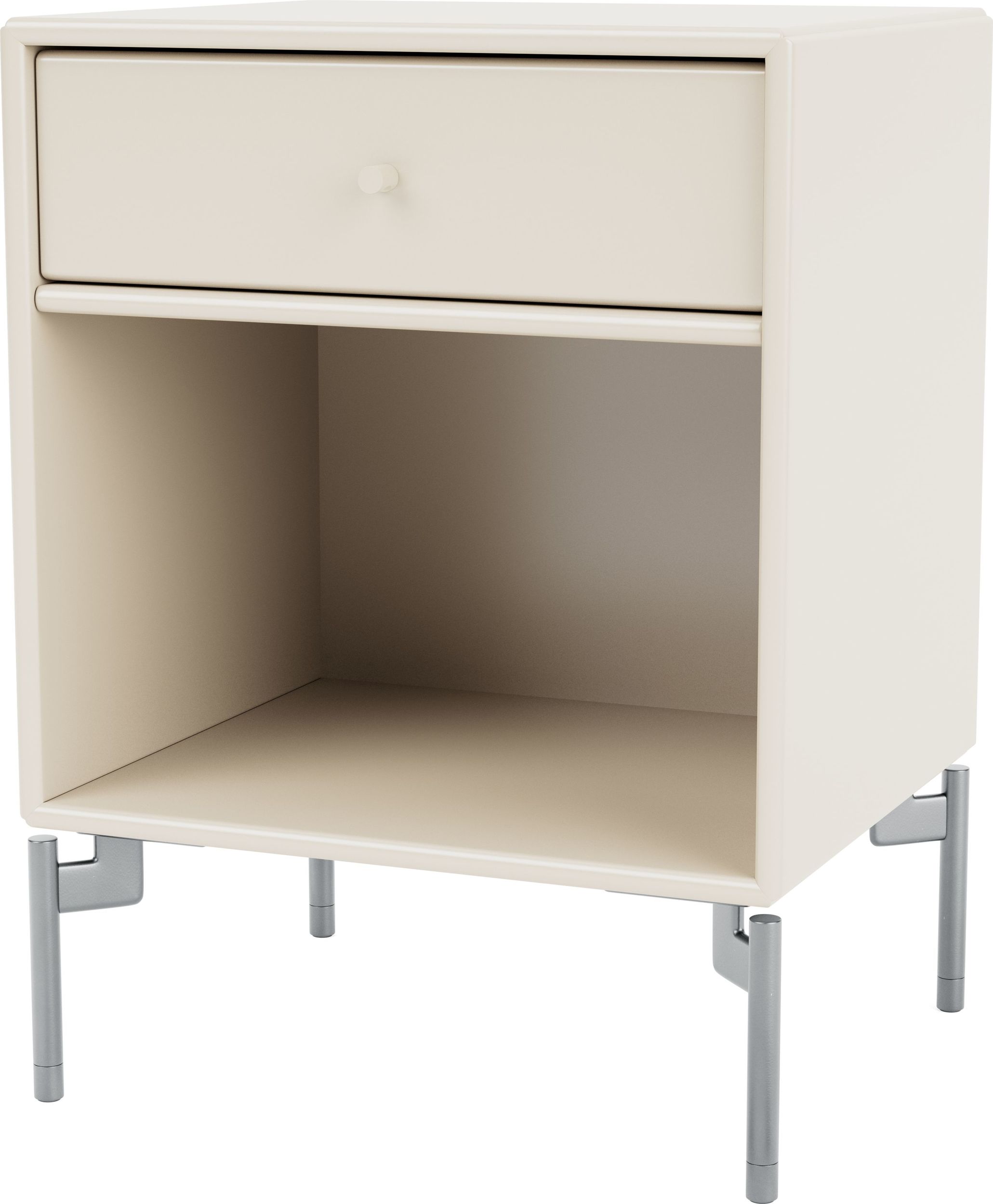 Szafka nocna Dream jasnobeżowa na chromowanych nogach