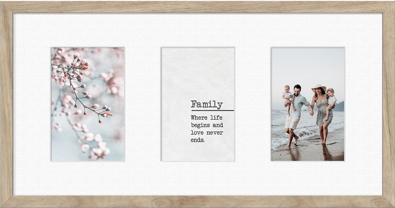 Ramka na 3 zdjęcia Kyoto 23 x 46 cm beżowa z białym passepartout