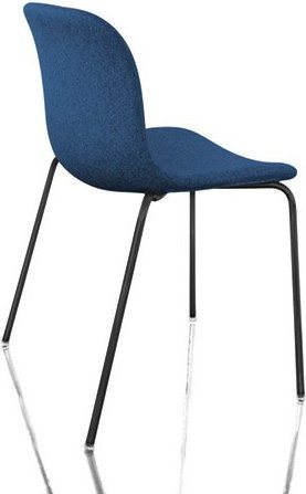 Krzesło Troy tapicerowane lakierowane nogi czarne siedzisko niebieskie