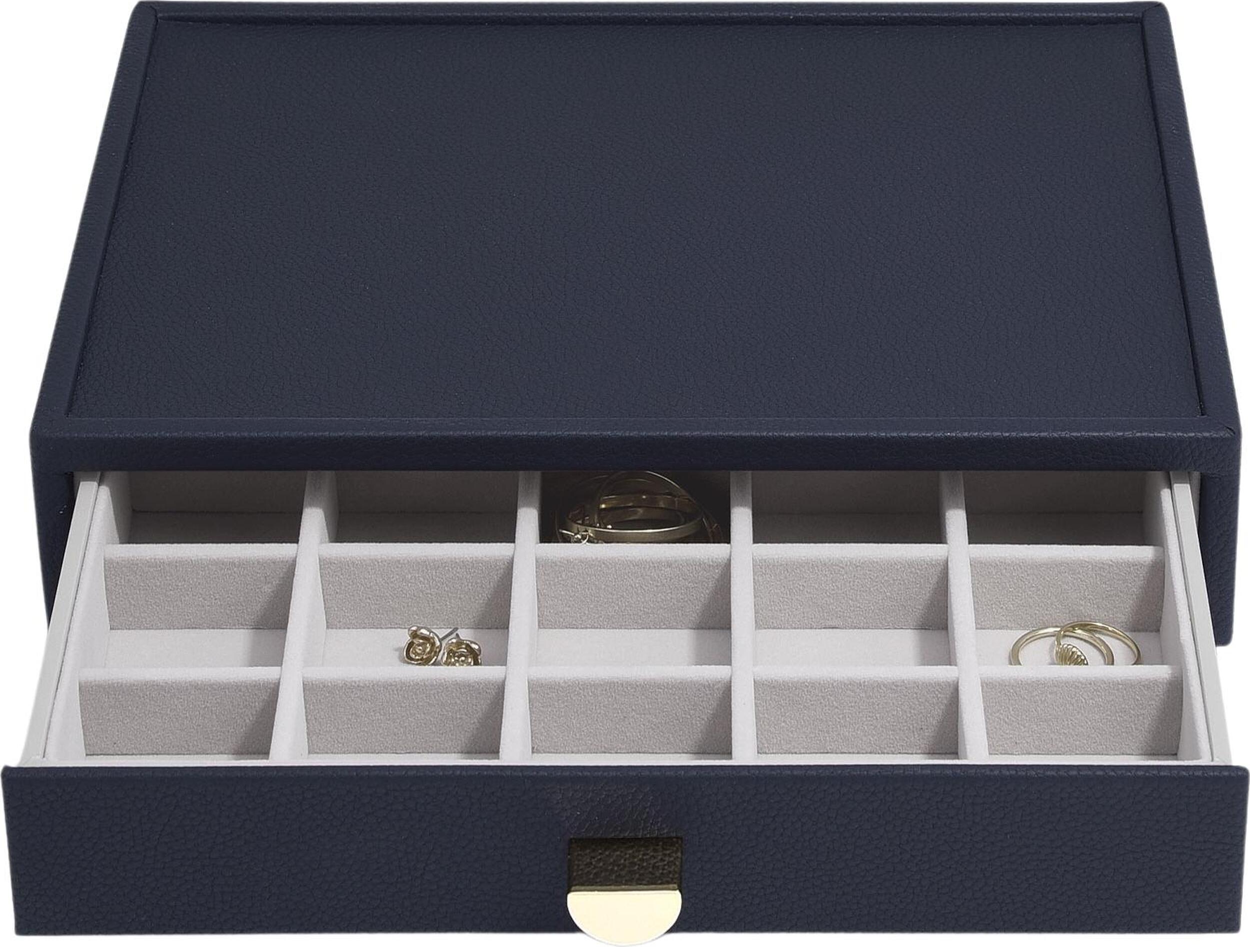 Szkatułka na biżuterię Stackers Pebble 20 komorowa classic granatowa z szufladą