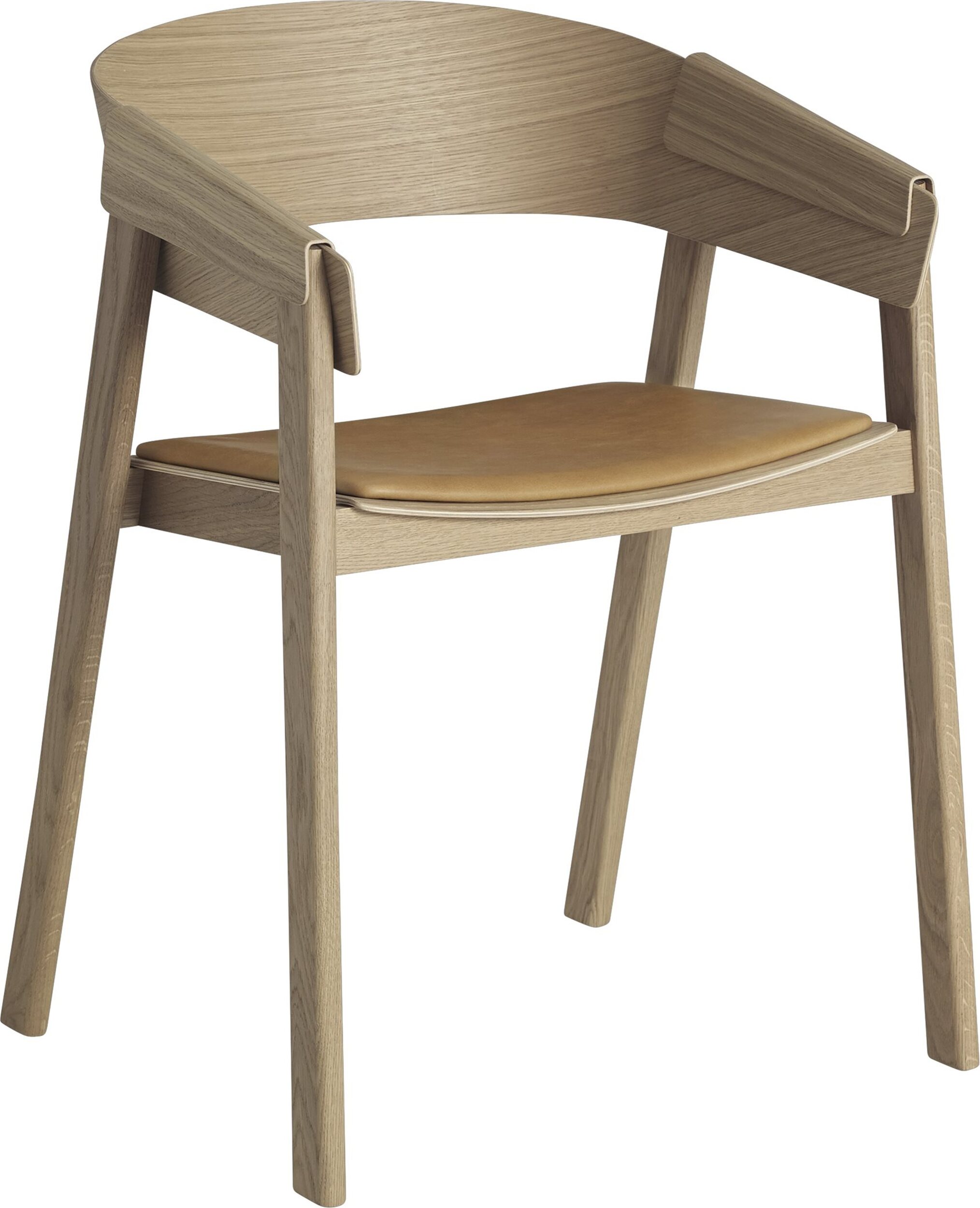 Krzesło Cover jasny dąb z tapicerowanym siedziskiem z podłokietnikami