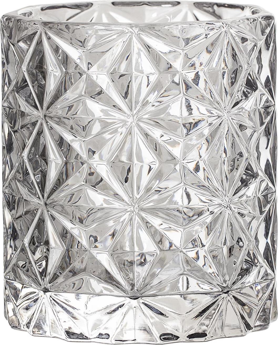 Świecznik Bloomingville 9 cm jasnoszary szklany