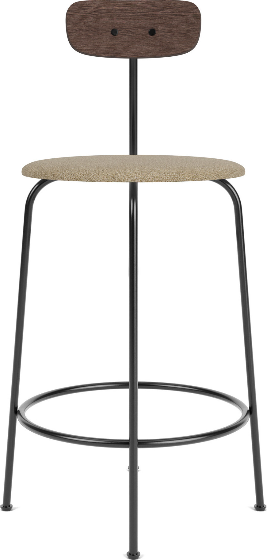 Krzesło barowe Afteroom Bouclé 92 cm beżowe oparcie ciemny dąb z tapicerowanym siedziskiem