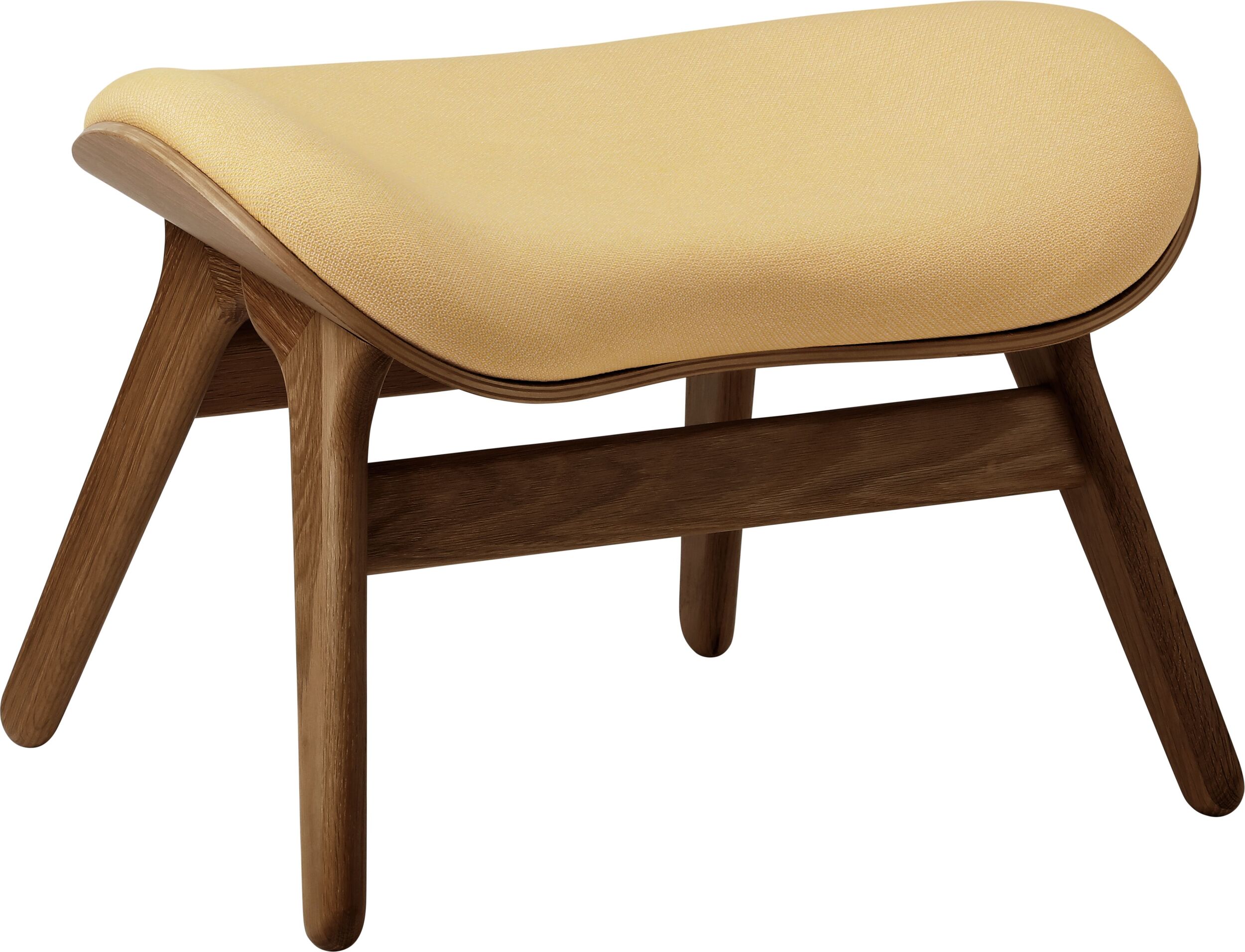 Podnóżek Conversation Piece jasnobeżowy na ciemnych dębowych nogach