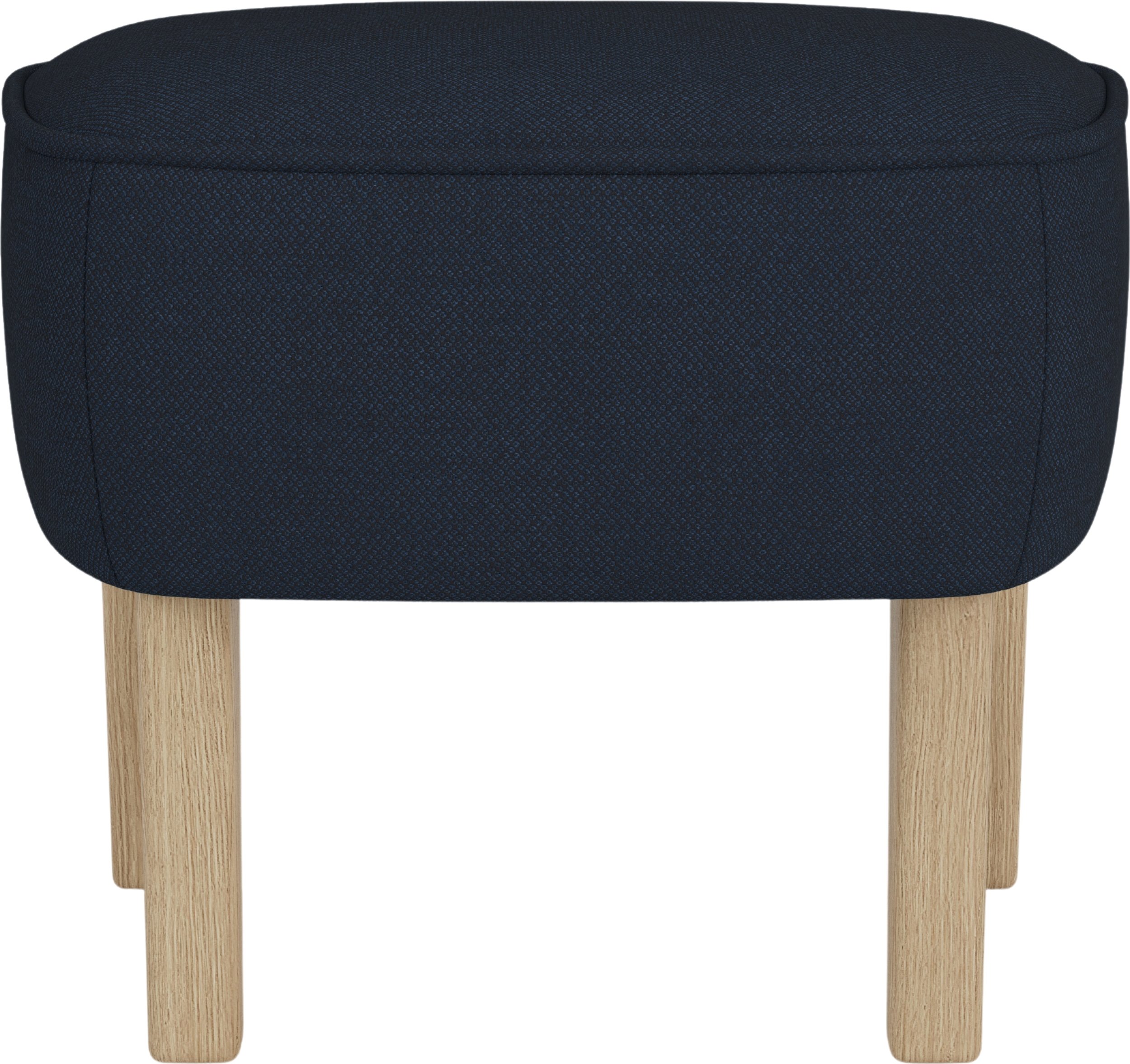 Podnóżek Ingeborg granatowy na dębowych nogach