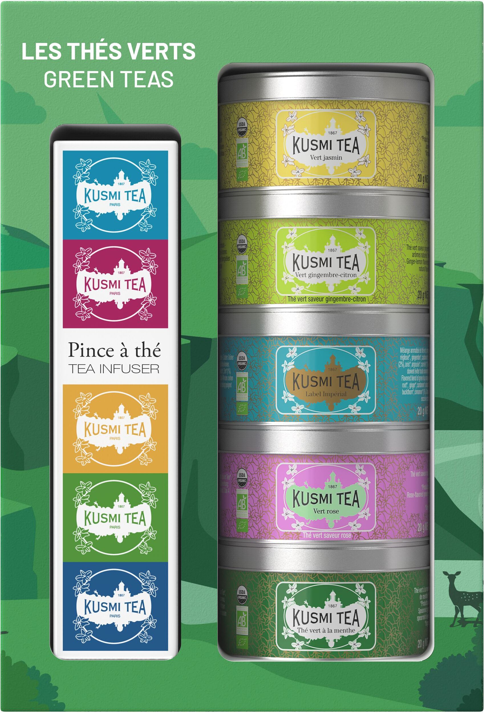 Zestaw herbat bio Kusmi Green z zaparzaczką 5 szt.