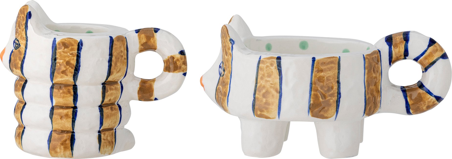 Świeczniki na klasyczne świece Caty biało-brązowe 2 szt.