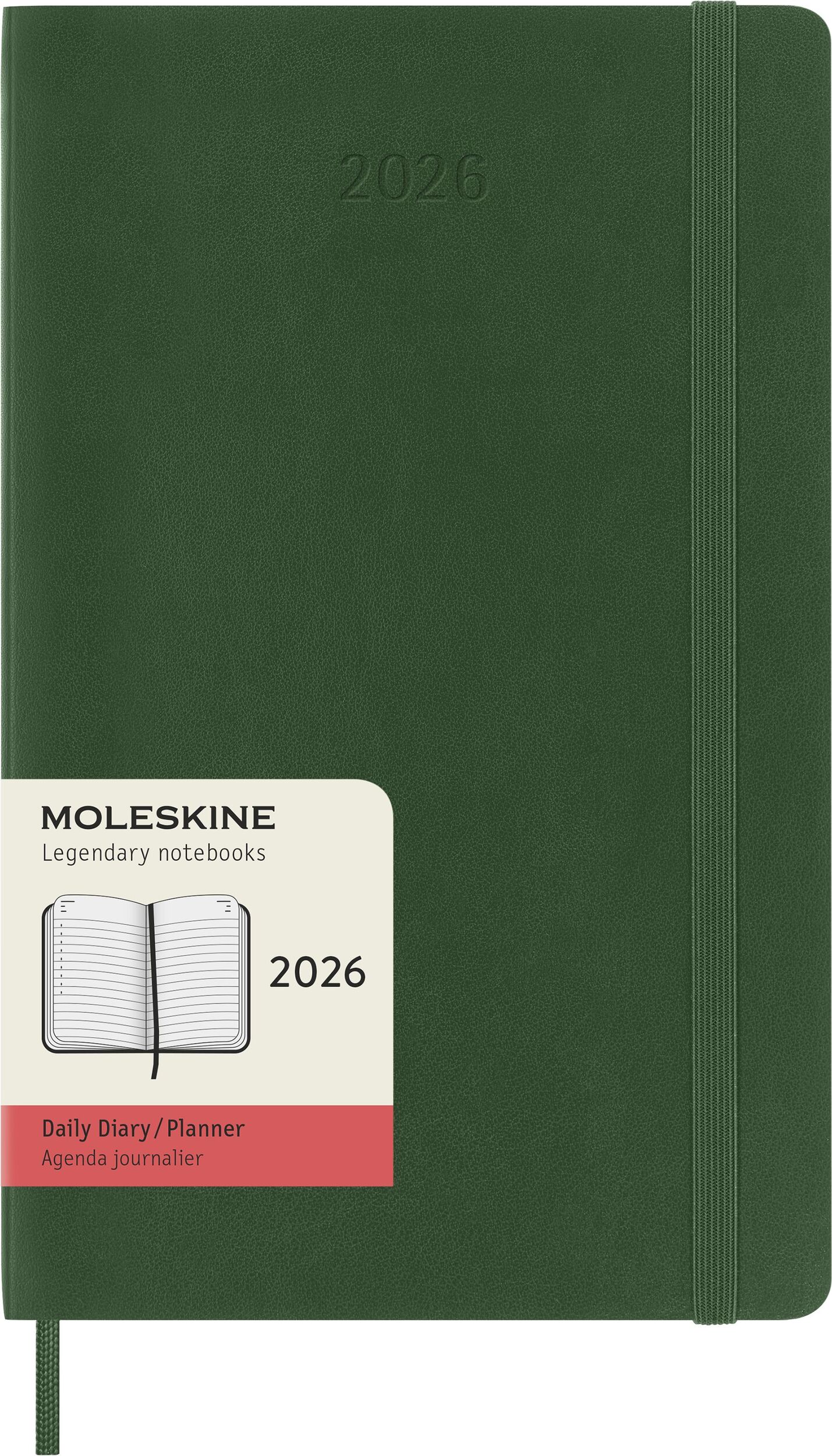 Kalendarz dzienny w miękkiej oprawie Moleskine 2026 12M L zielony