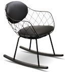 Fotel bujany Pina koralowe siedzisko czerwone nogi czerwony materiał