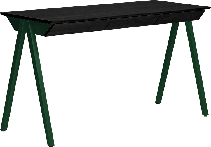 Biurko Vogel duże z czarnym blatem zielone nogi