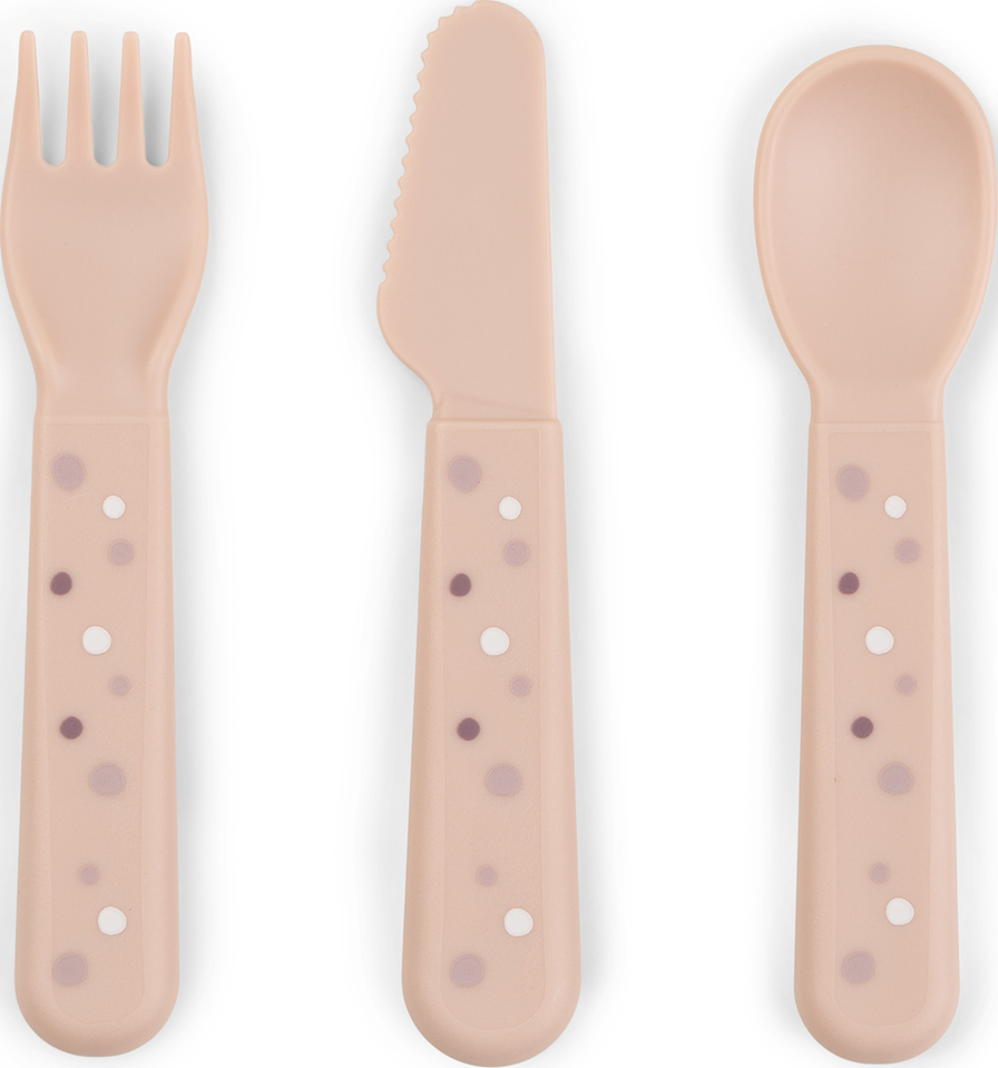 Sztućce dziecięce Foodie Happy Dots różowe 3 el.