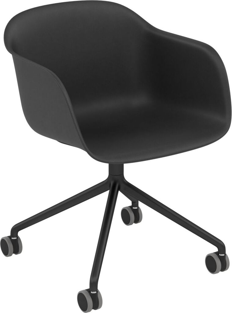 Fotel na kółkach Fiber Swivel czarny na aluminiowych nogach