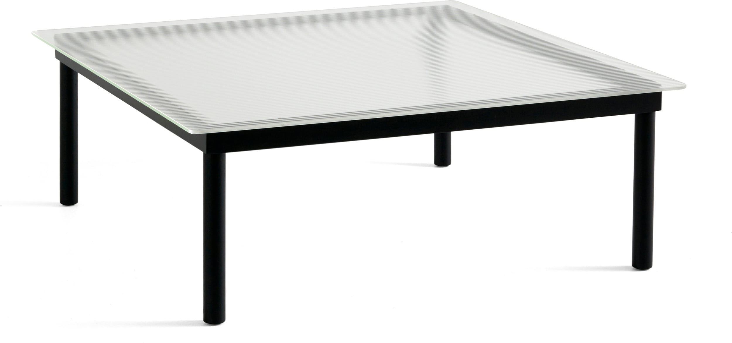 Stolik kawowy Kofi 100 x 100 cm blat szkło ryflowane z nogami czarny dąb