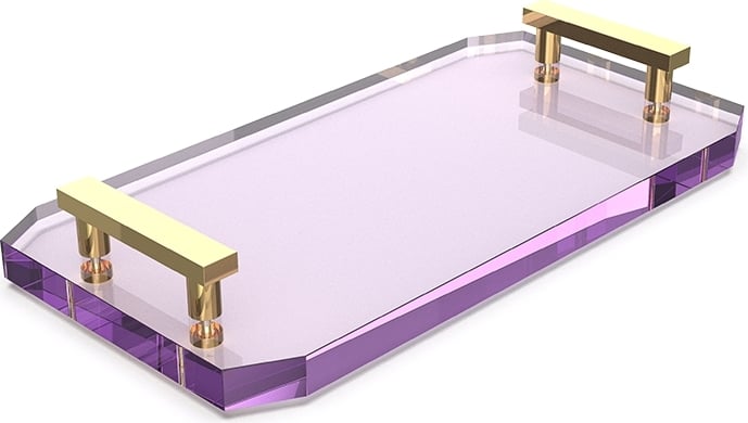 Taca łazienkowa Kristall fioletowa ze złotymi uchwytami