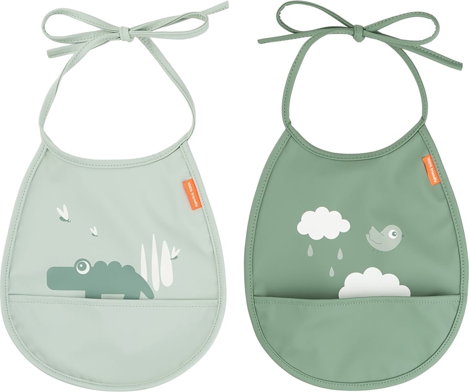 Śliniaki z kieszonką Happy Clouds zielone 2 szt.