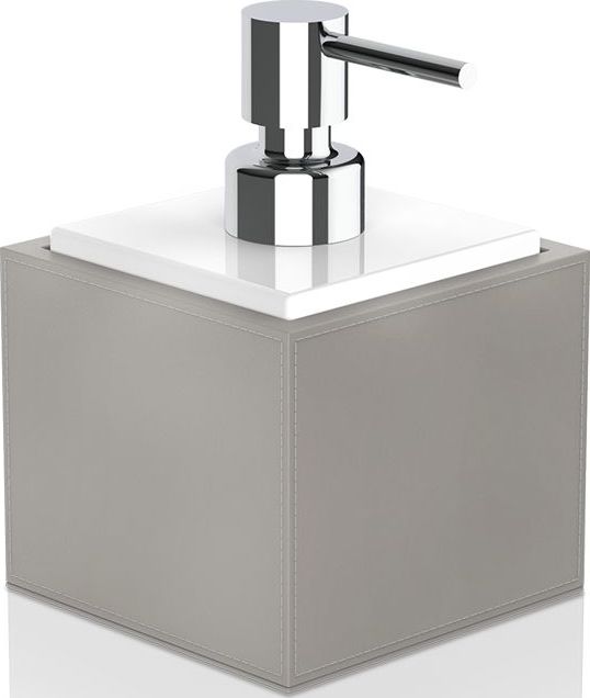 Dozownik do mydła Brownie taupe-biały z pompką chrom