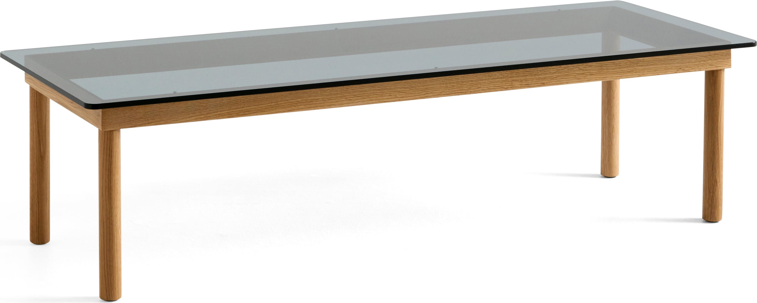 Stolik kawowy Kofi 50 x 140 cm blat szkło gładkie przyciemniane z nogami dąb