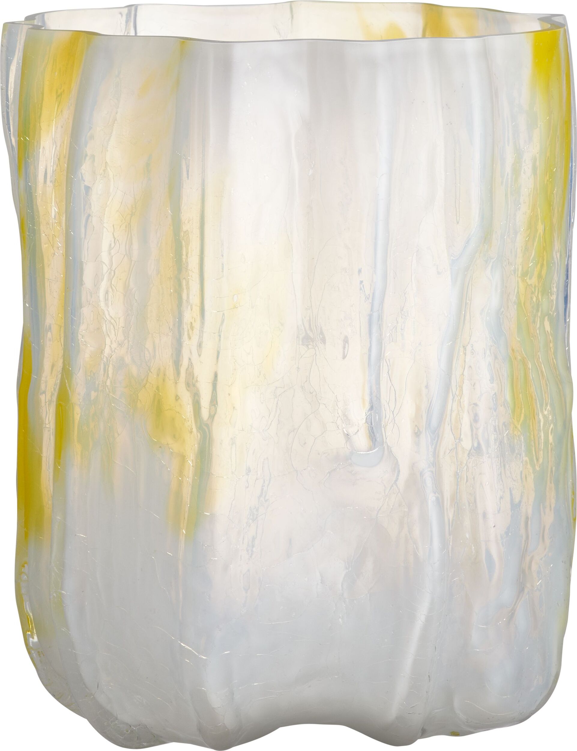Wazon Crackle 27 cm biało-żółty