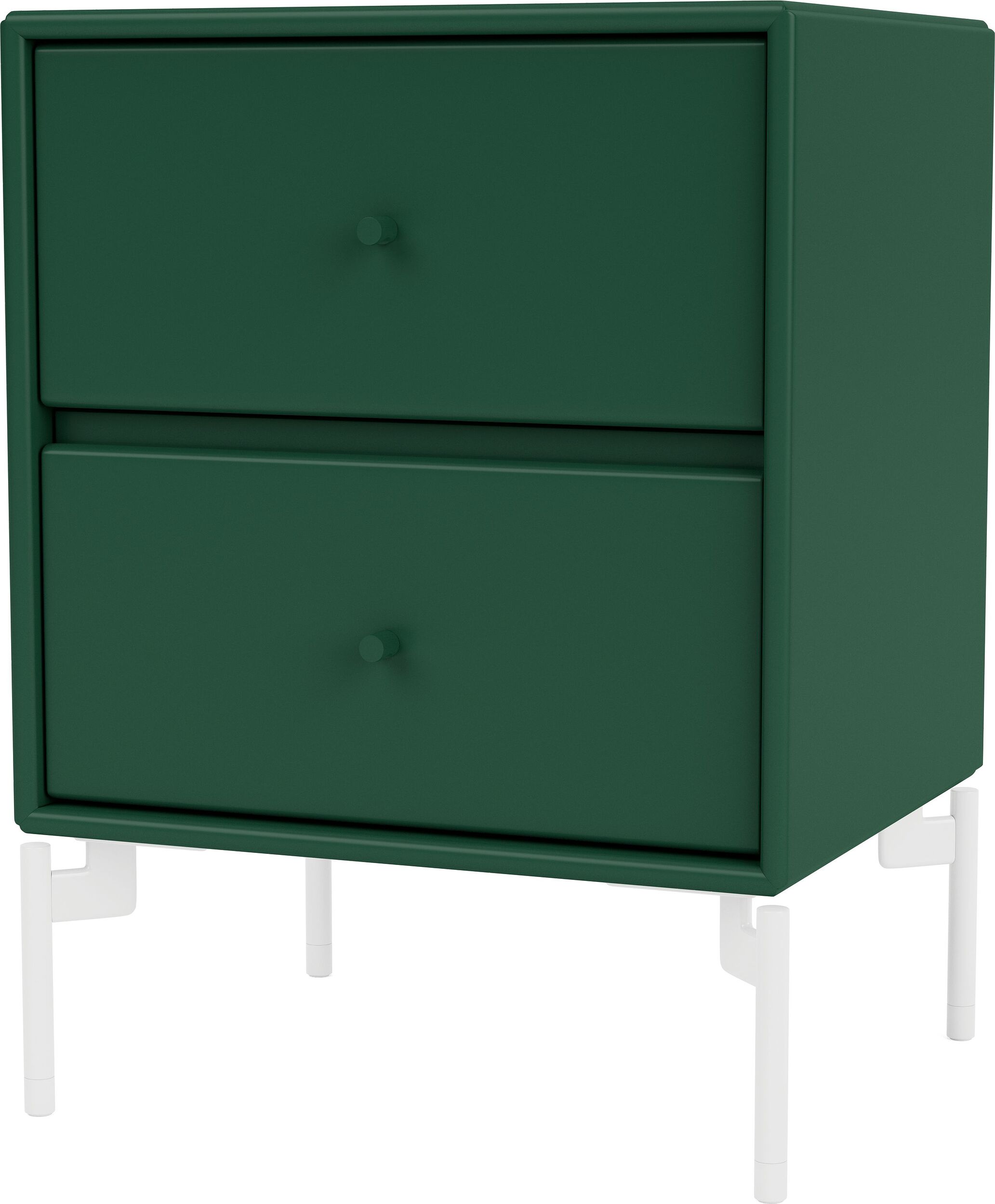 Szafka nocna Drift ciemnozielona na białych nogach