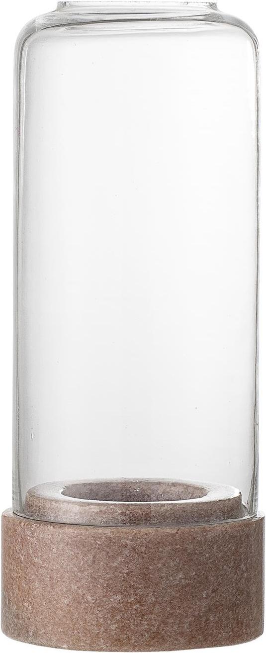 Lampion Bloomingville 19 cm różowy z wapienną podstawą