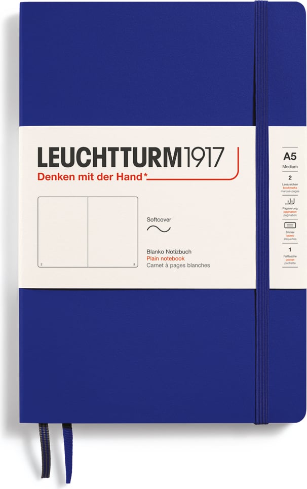 Notes gładki w miękkiej oprawie Leuchtturm 1917 A5 123 strony ciemnoniebieski 80 g/m²