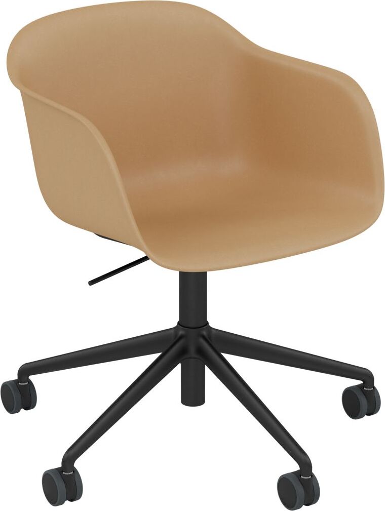 Fotel na kółkach Fiber Swivel ochra na aluminiowych nogach z regulacją wysokości