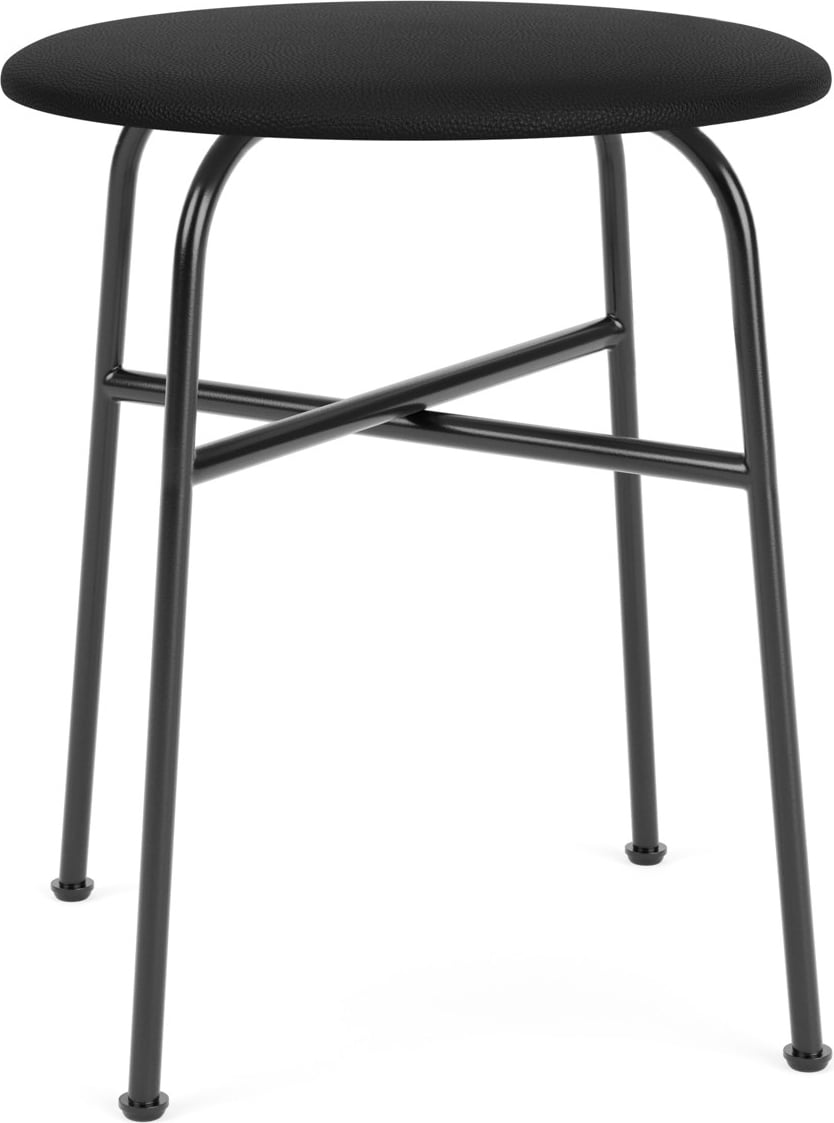 Stołek Afteroom 45 cm czarny siedzisko skórzane