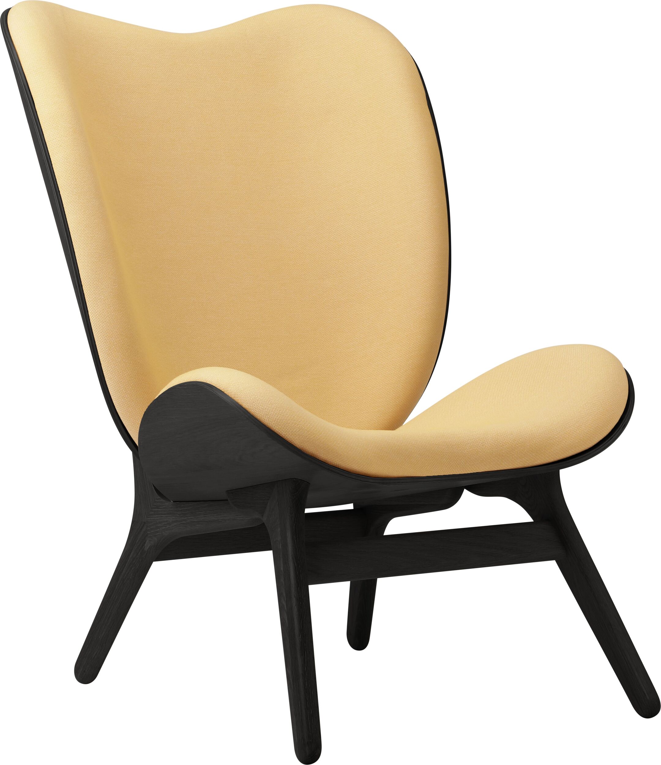 Fotel Conversation Piece 106 cm jasnobeżowy na czarnych dębowych nogach