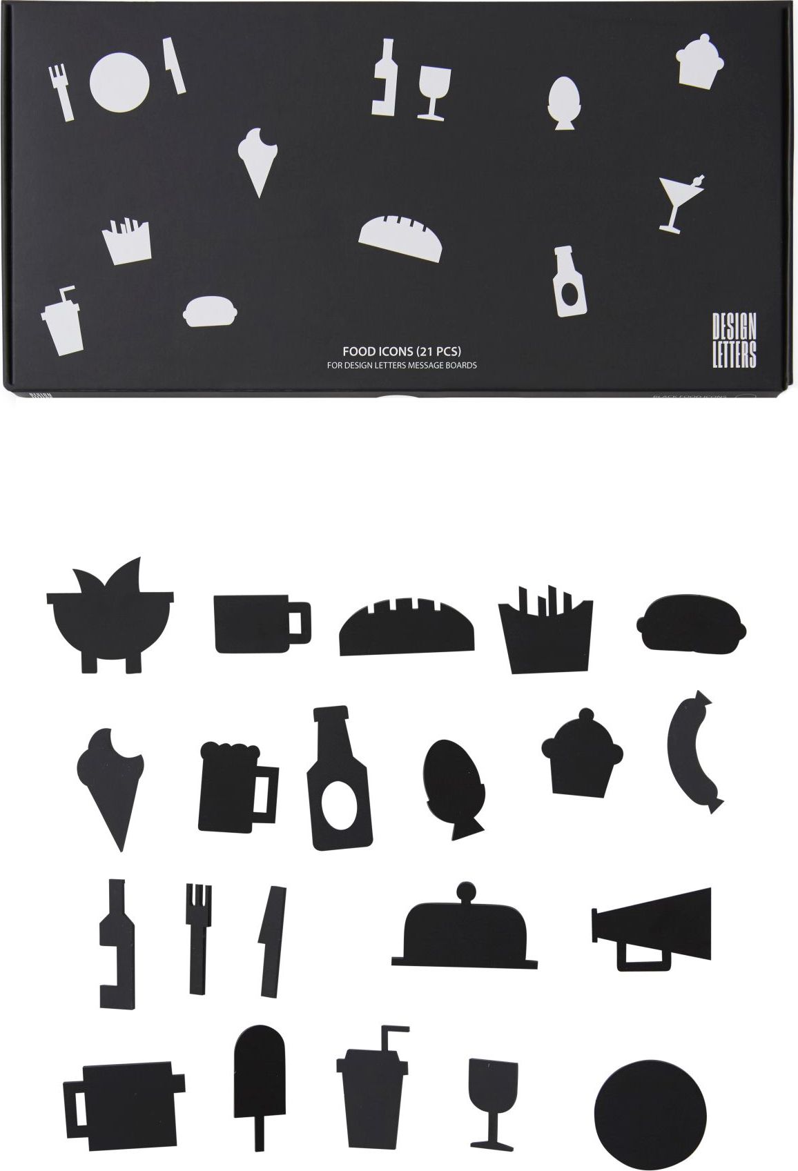 Ikony Food do tablicy Design Letters 21 szt. czarne