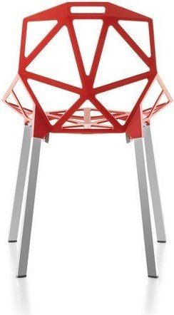 Krzesło Chair_One czerwone z polerowanymi anodyzowanymi nogami