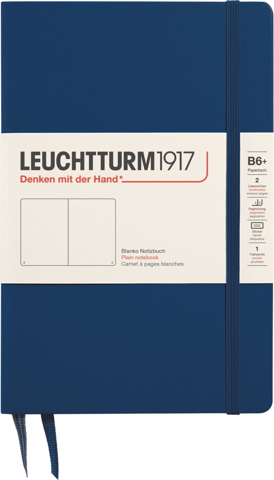 Notes gładki w twardej oprawie Leuchtturm 1917 B6+ 219 stron granatowy 80 g/m²