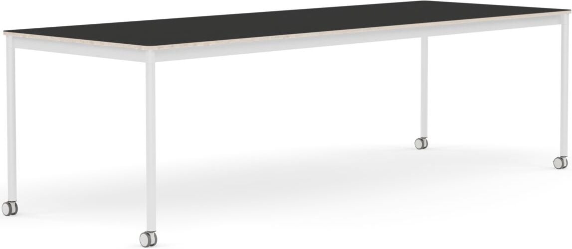 Stół na kółkach Base 90 x 250 cm czarny nanolaminat nogi białe