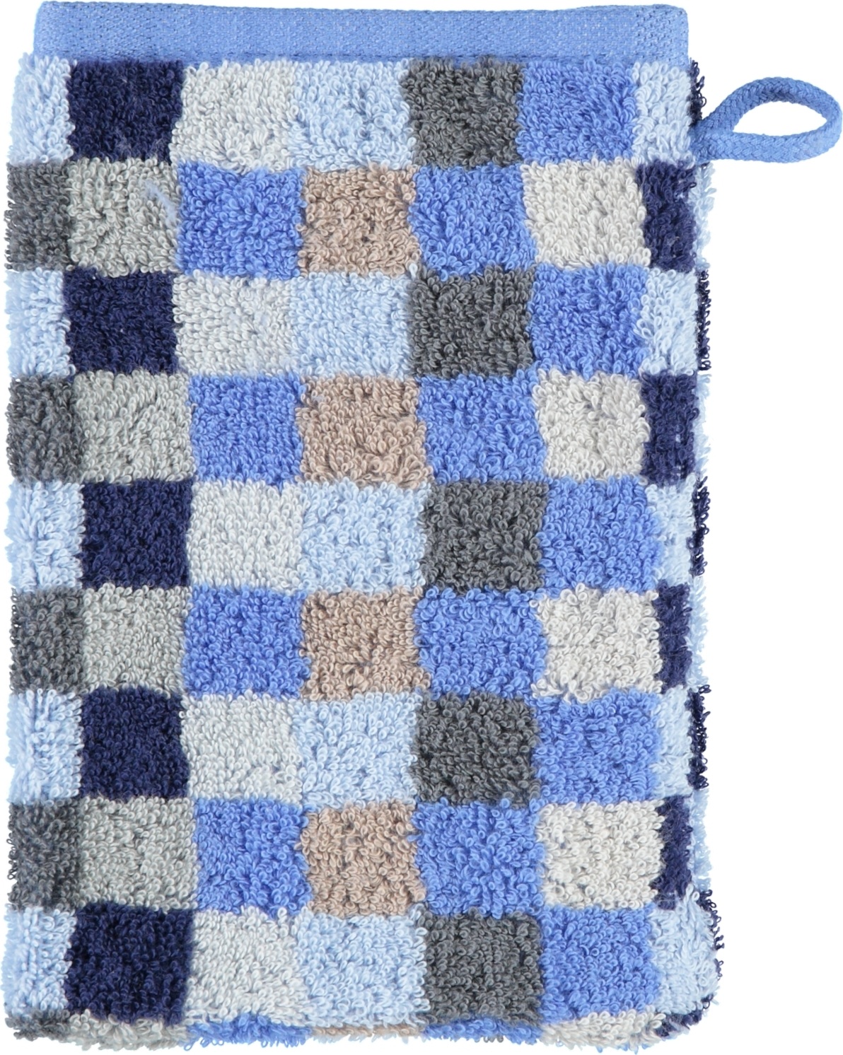 Rękawica kąpielowa Unique szachownica 16 x 22 cm szafirowa