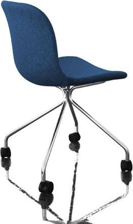 Krzesło Troy 4 star na kółkach tapicerowane chrom niebieskie