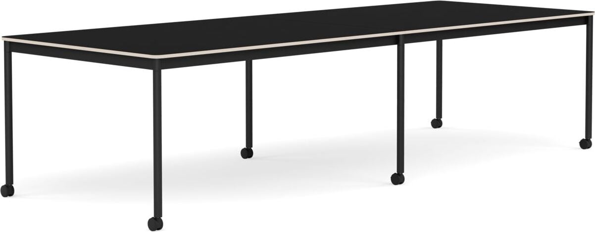 Stół na kółkach Base 110 x 300 cm czarny laminowany nogi czarne