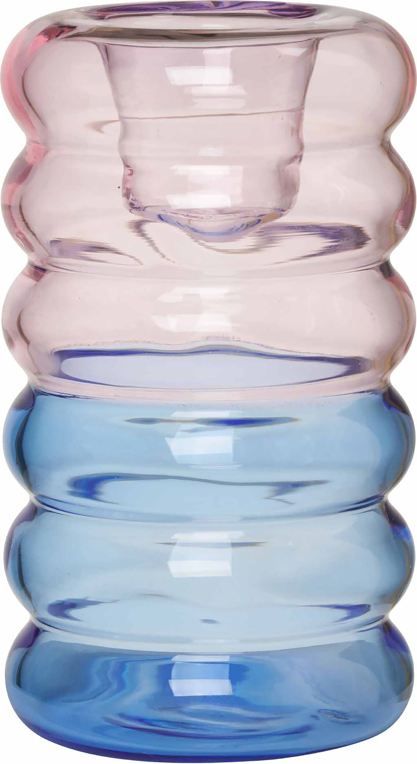 Świecznik na klasyczną świecę Hoop różowo-niebieski