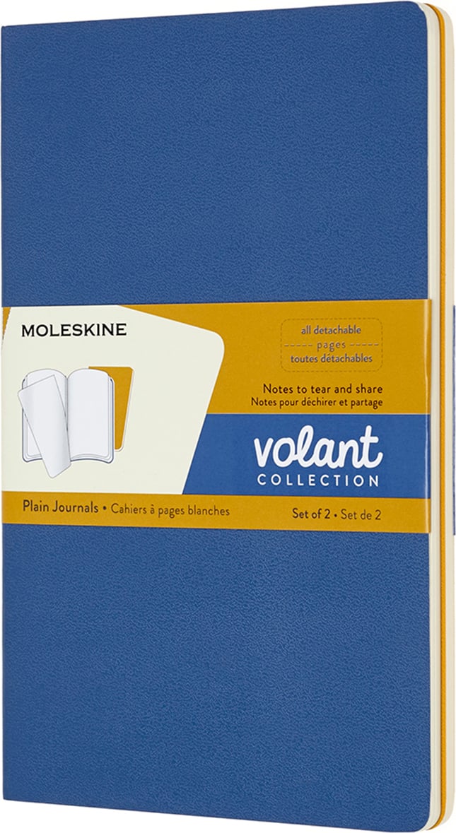 Zeszyty gładkie Moleskine Volant L niebieski i żółty 2 szt.