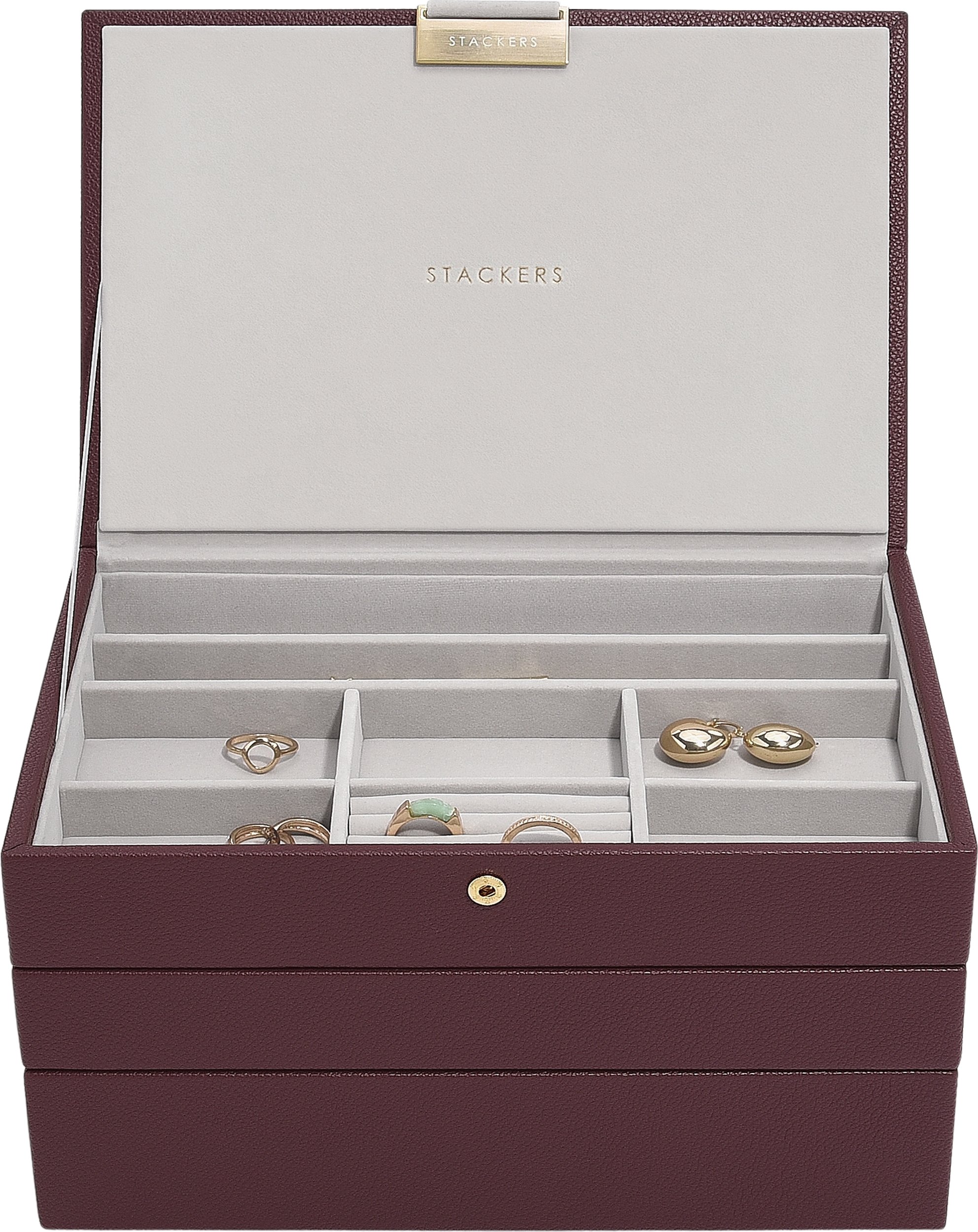 Szkatułka na biżuterię Classic Stackers potrójna bordowa