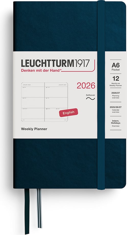 Planer tygodniowy w miękkiej oprawie Leuchtturm 1917 2026 EN A6 ciemnoturkusowy