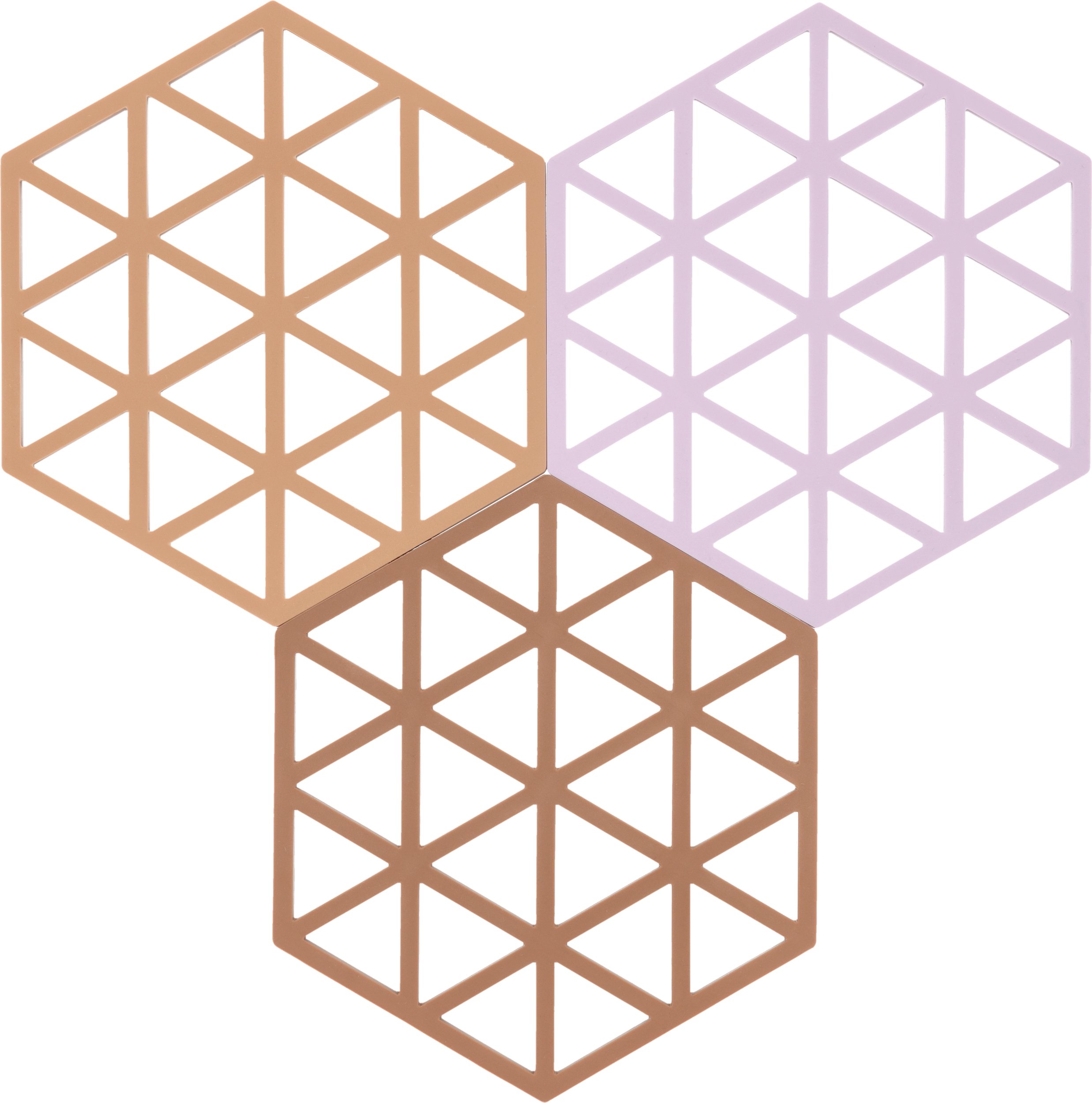 Podstawki pod gorące naczynia Triangles beżowo-różowe 3 szt.