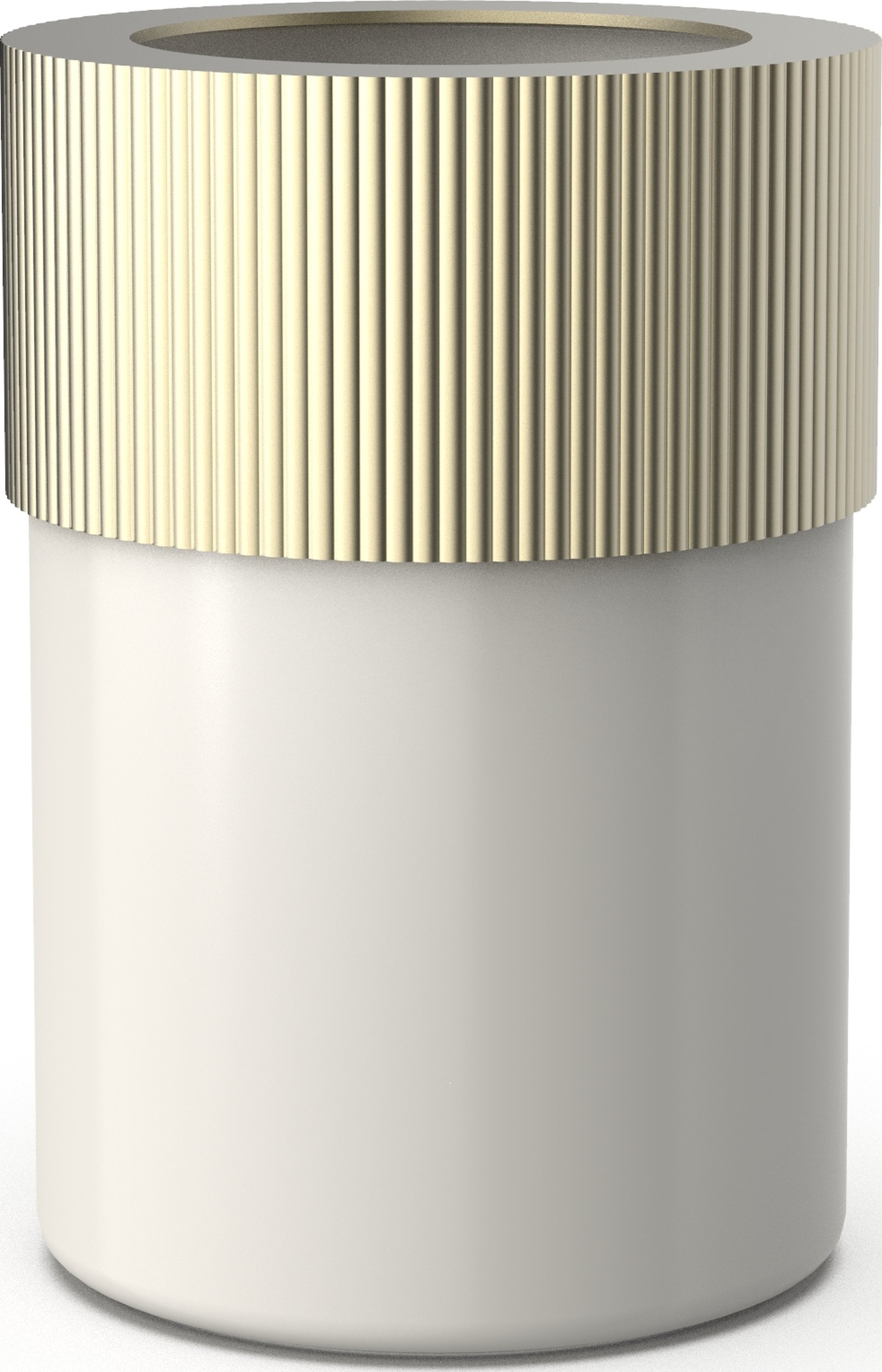 Kosz łazienkowy na śmieci Of Line kremowy ze złotą pokrywką