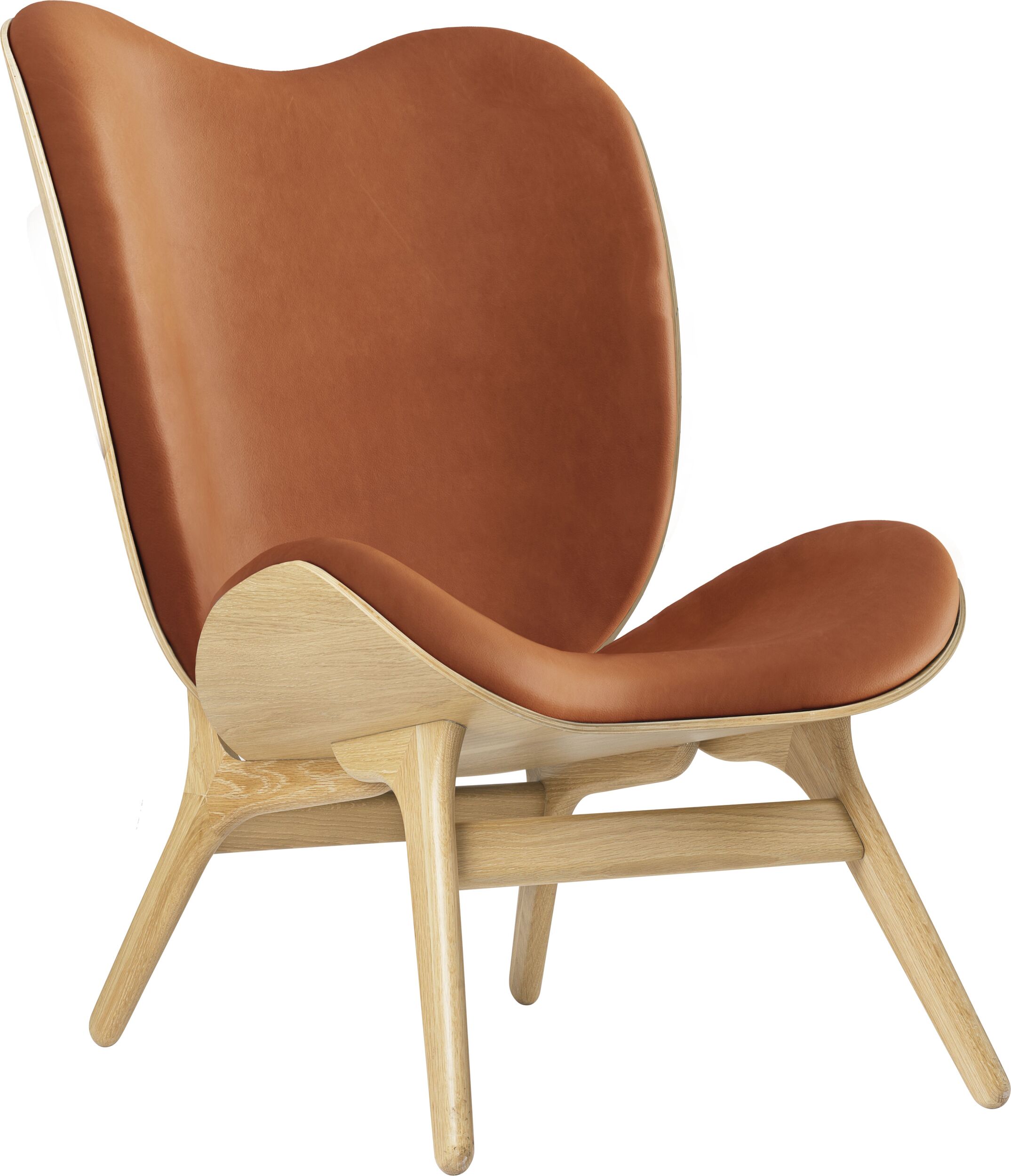 Fotel Conversation Piece Dunes Rust 106 cm skórzany na dębowych nogach