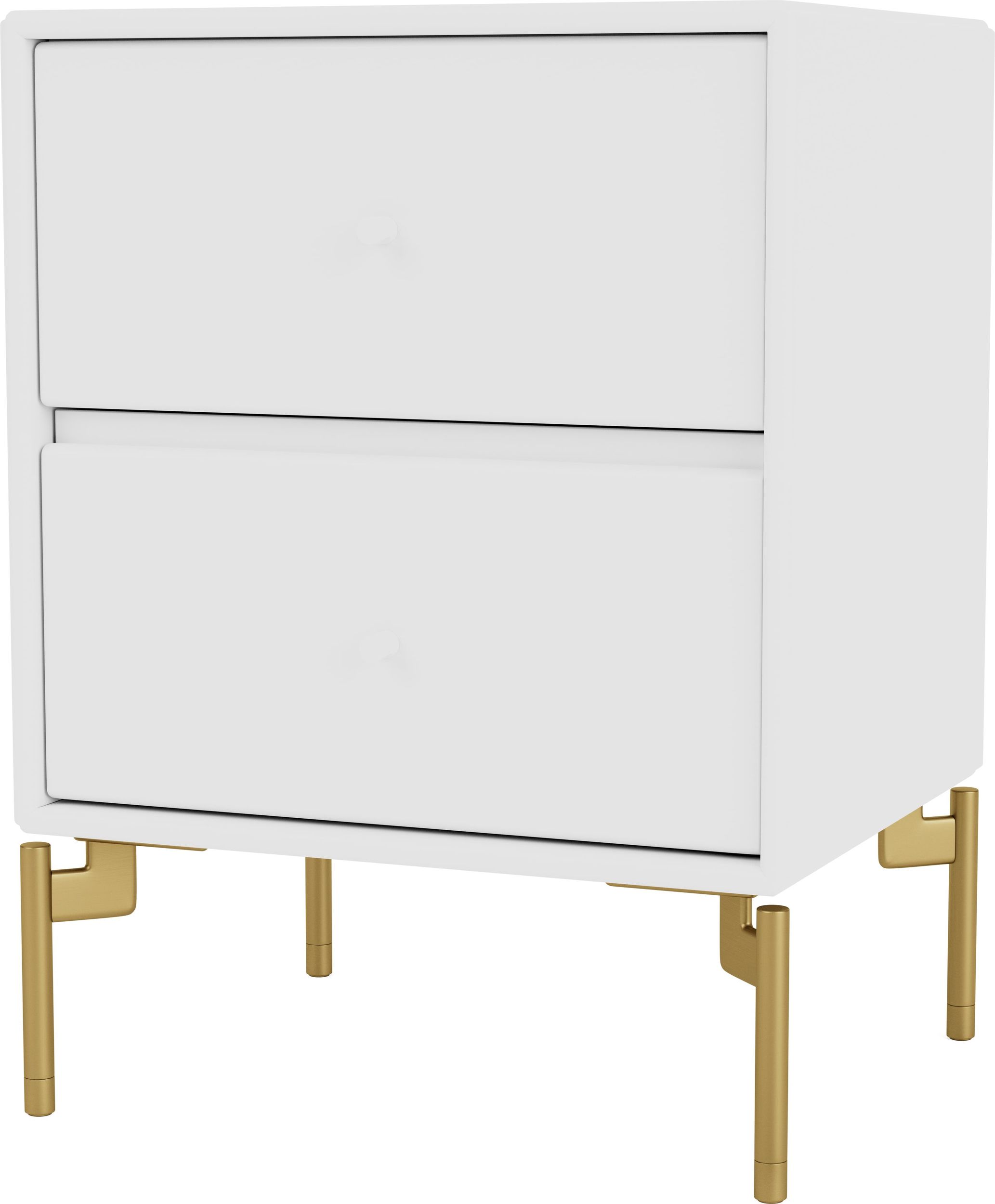 Szafka nocna Drift biała na mosiężnych nogach